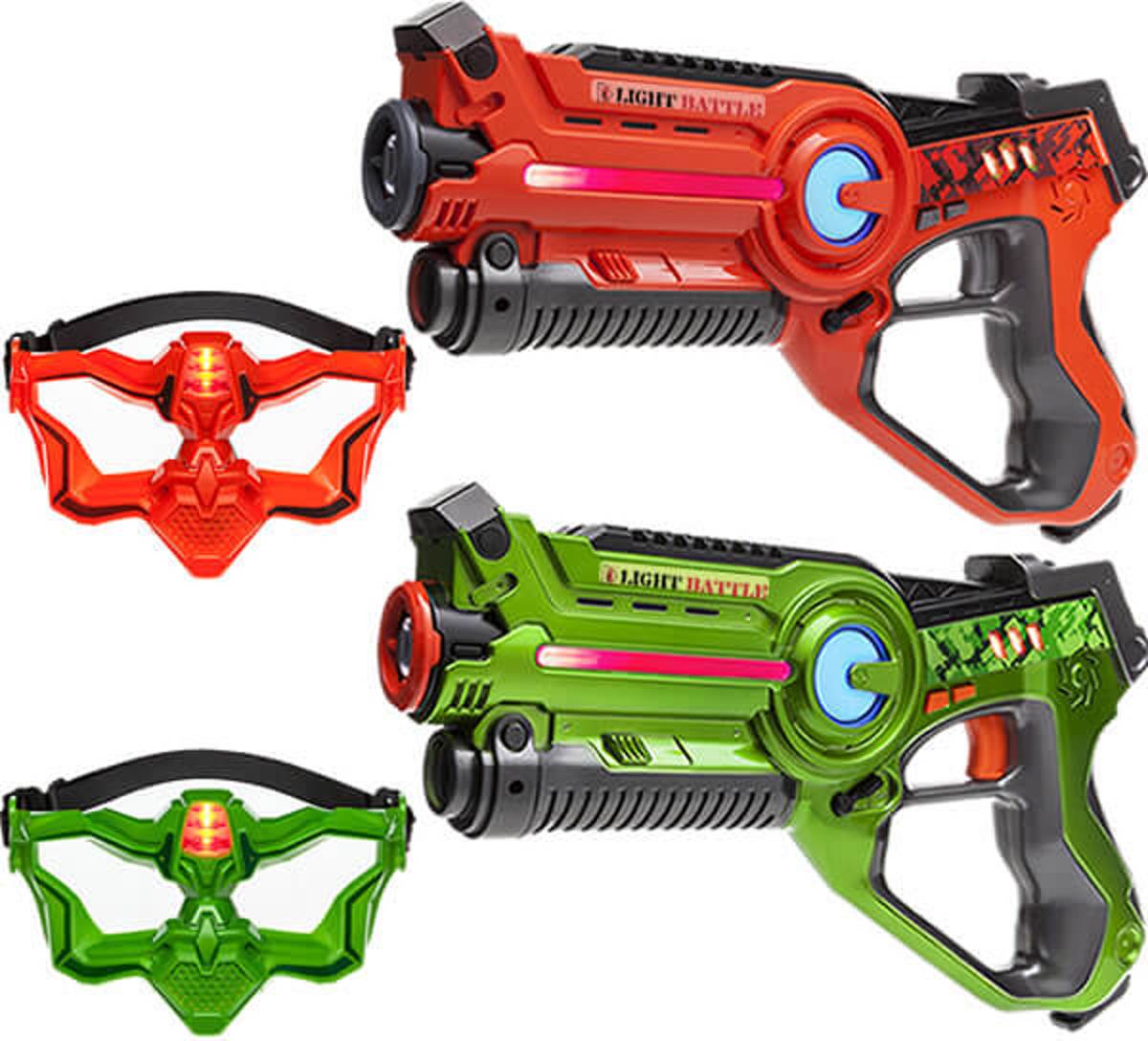 Light Battle Active laser game | 2 laserpistolen + 2 Maskers – Groen en Oranje